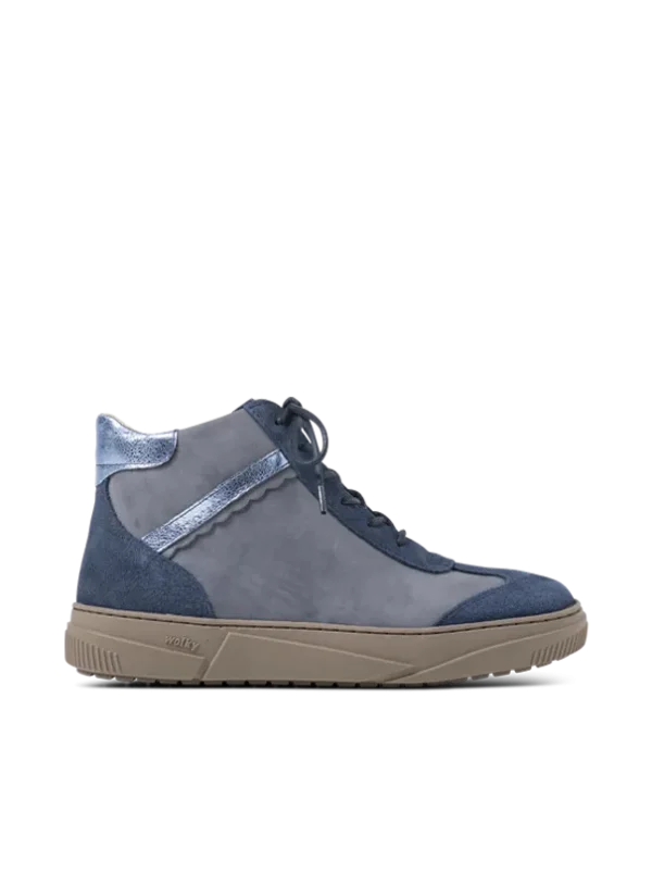 Wolky Sapri - blauwgrijs combi suede Hoge veterschoenen voor dames