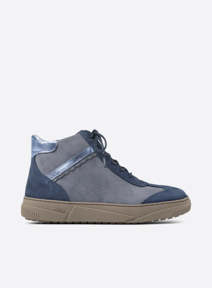 Wolky Sapri - blauwgrijs combi suede Hoge veterschoenen voor dames