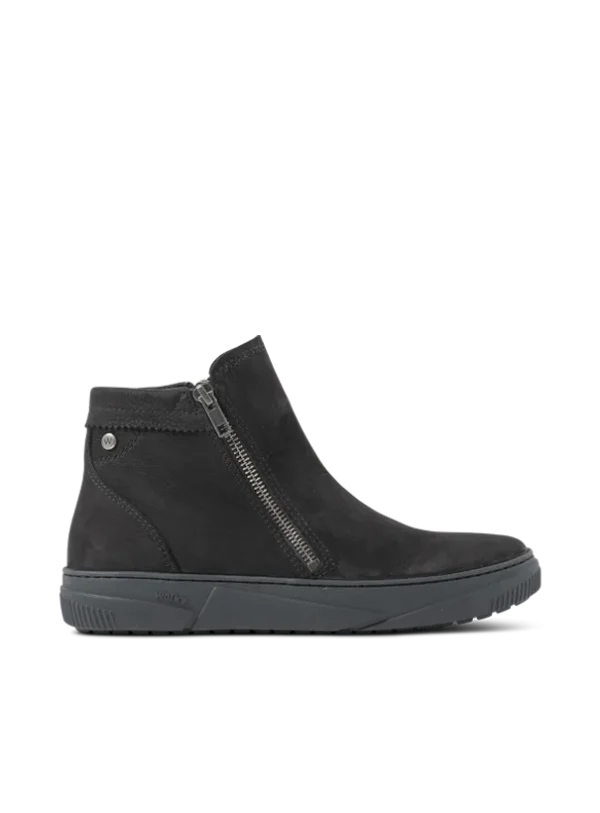 Wolky Centola - zwart nubuck Enkellaarsjes voor dames