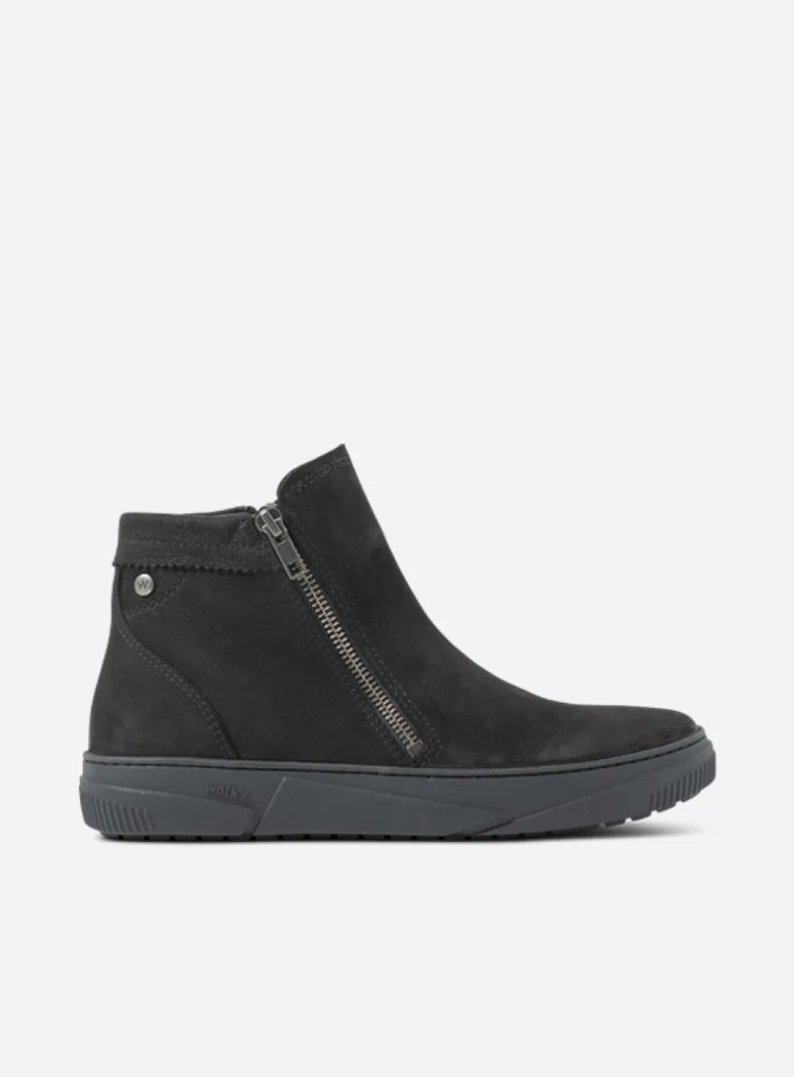 Wolky Enkellaarsjes 02087 Centola 10000 zwart nubuck