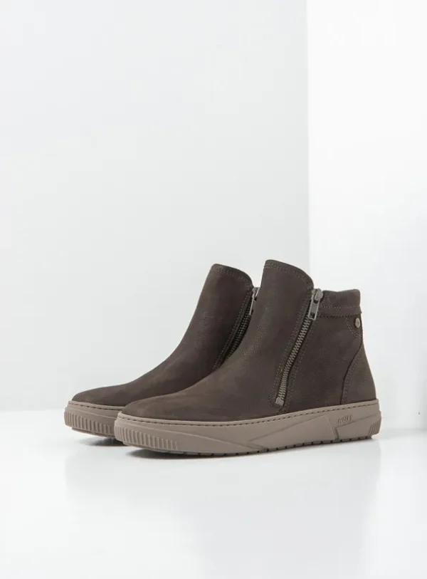 Wolky Centola - bruin nubuck Enkellaarsjes voor dames