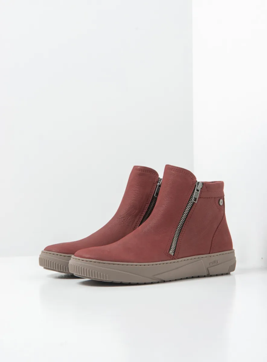 Wolky Centola - bordeauxrood nubuck Enkellaarsjes voor dames