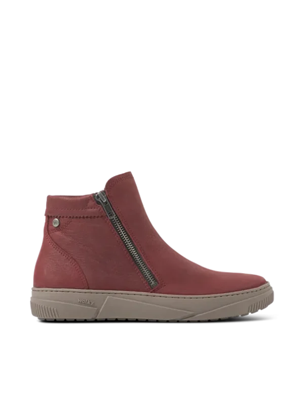 Wolky Centola - bordeauxrood nubuck Enkellaarsjes voor dames