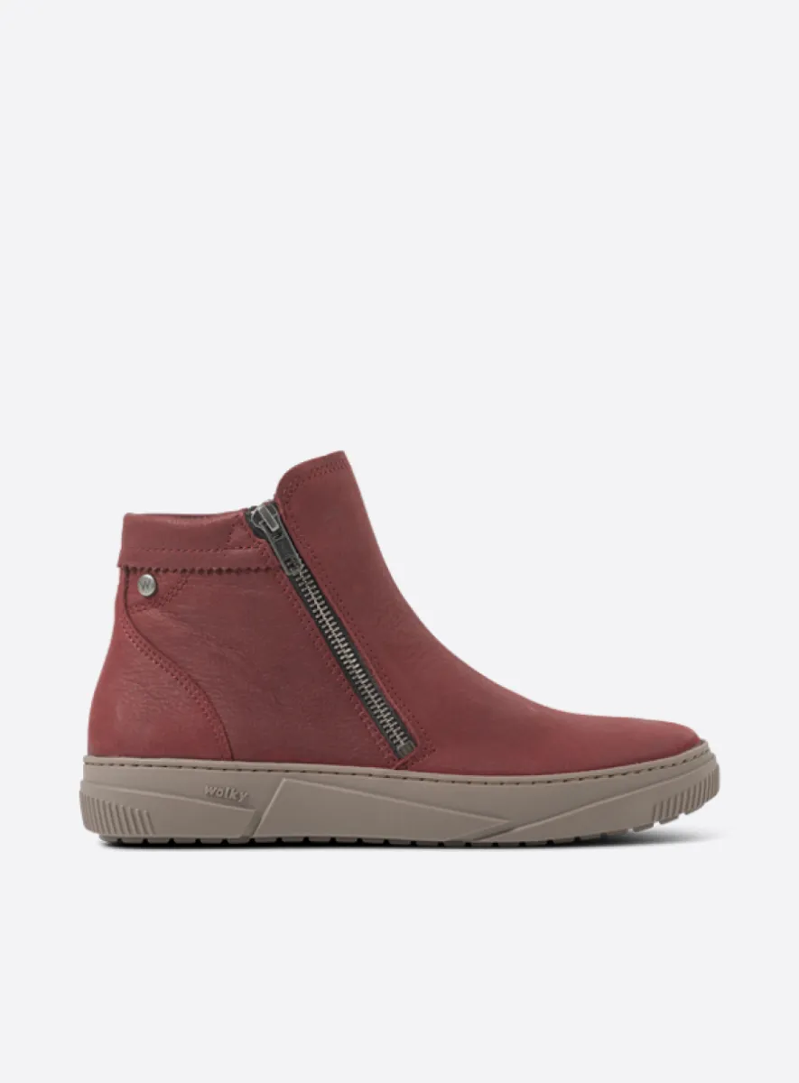 Wolky Centola - bordeauxrood nubuck Enkellaarsjes voor dames
