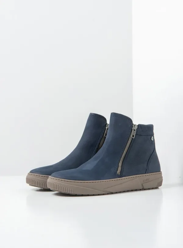 Wolky Centola - blauw nubuck Enkellaarsjes voor dames