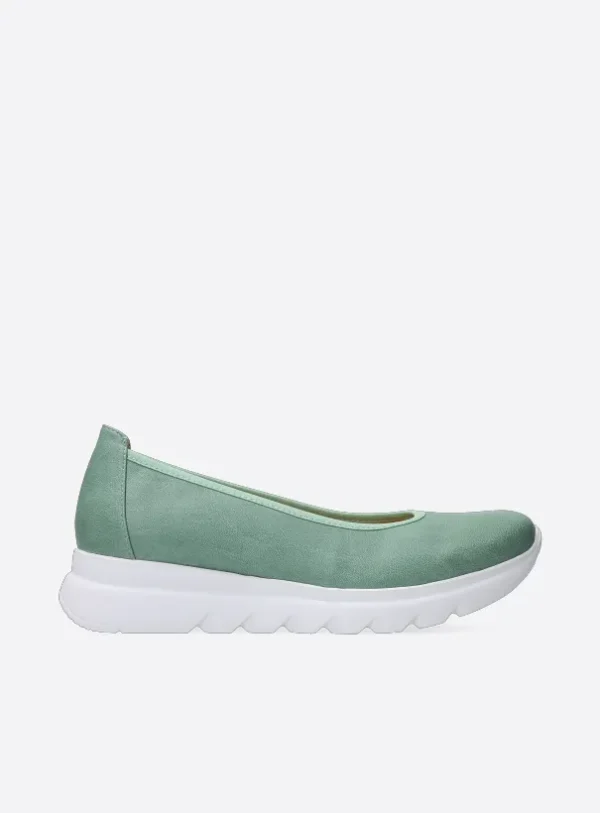 Wolky Snallerina F2F - saliegroen vegan biocare Instappers voor dames