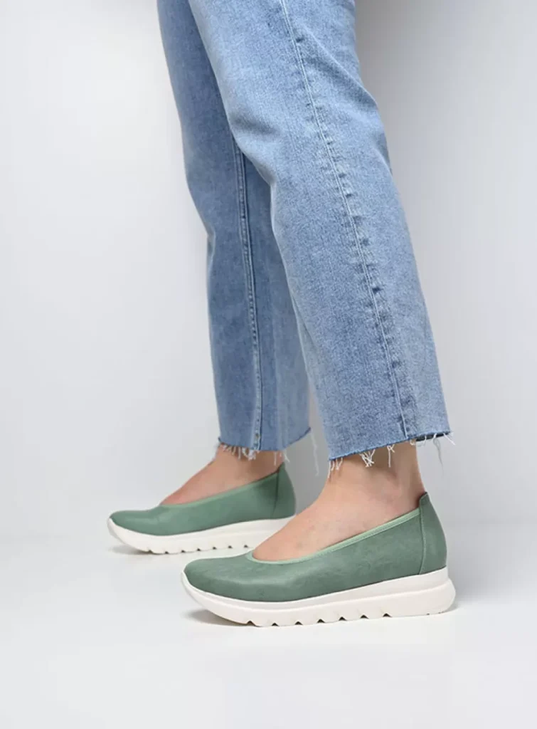 Wolky Ballerina's 02126 Snallerina F2F 82701 saliegroen vegan biocare