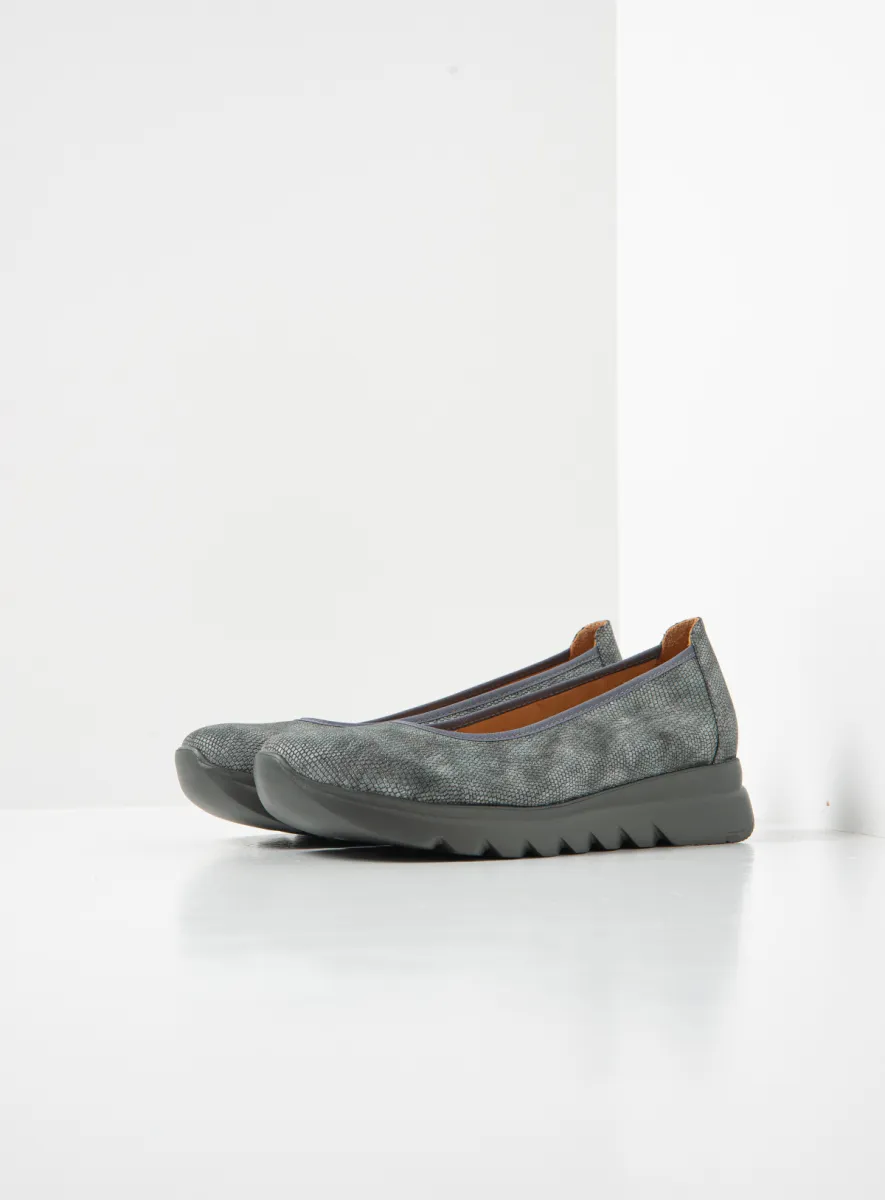 Wolky Snallerina F2F - antraciet vegan biocare Ballerina's voor dames