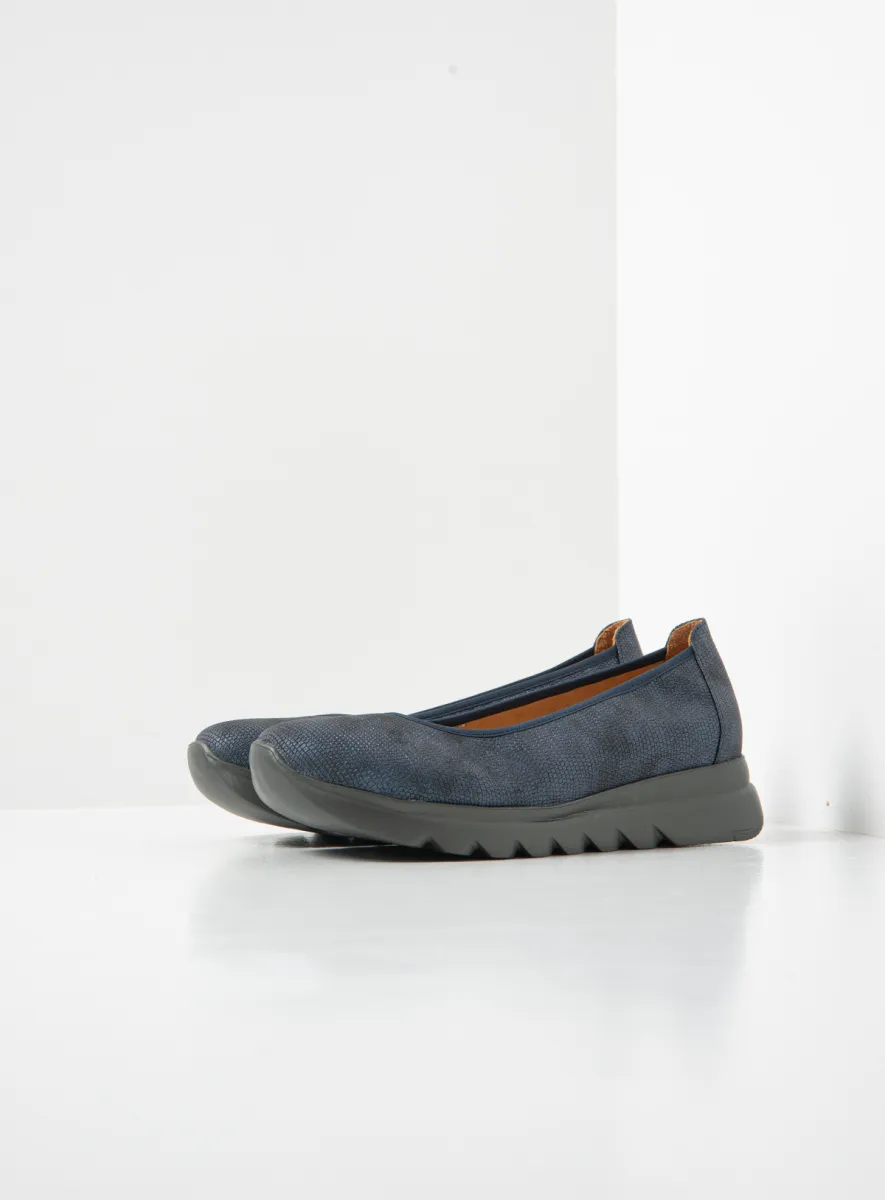 Wolky Snallerina F2F - donkerblauw vegan biocare Ballerina's voor dames