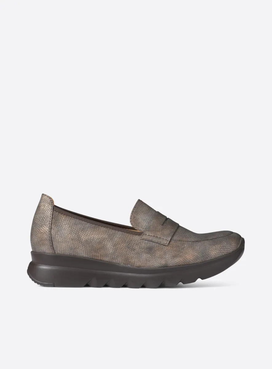 Wolky Snoafer F2F - bruin metallic vegan biocare Instappers voor dames