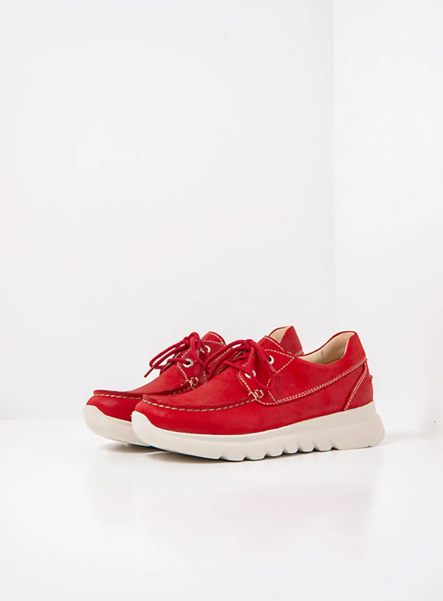 Wolky Boaker - rood effectleer Veterschoenen voor dames