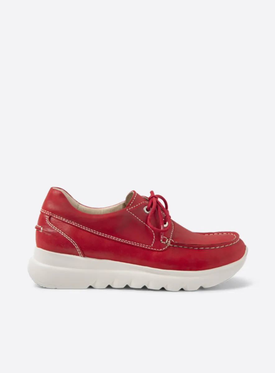 Wolky Boaker - rood effectleer Veterschoenen voor dames