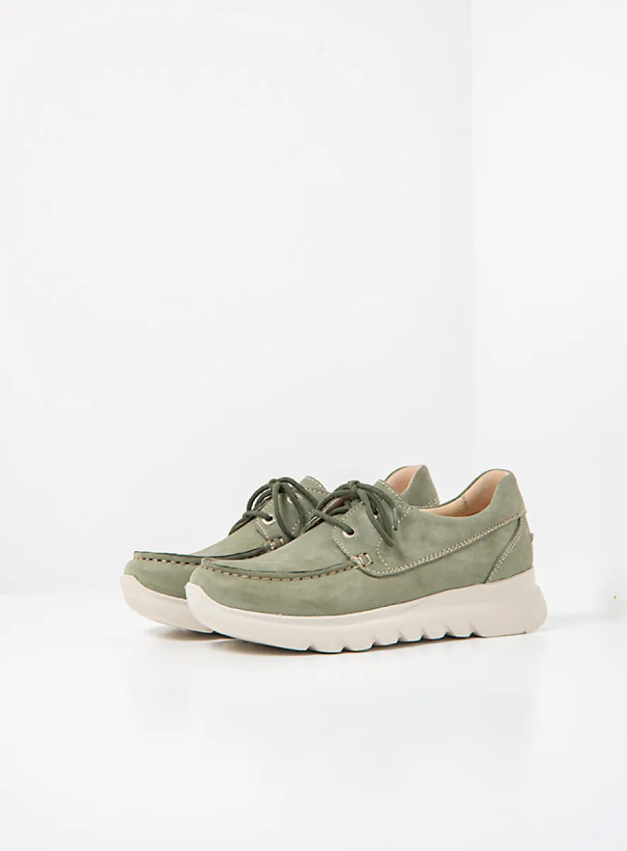 Wolky Boaker - saliegroen effectleer Veterschoenen voor dames
