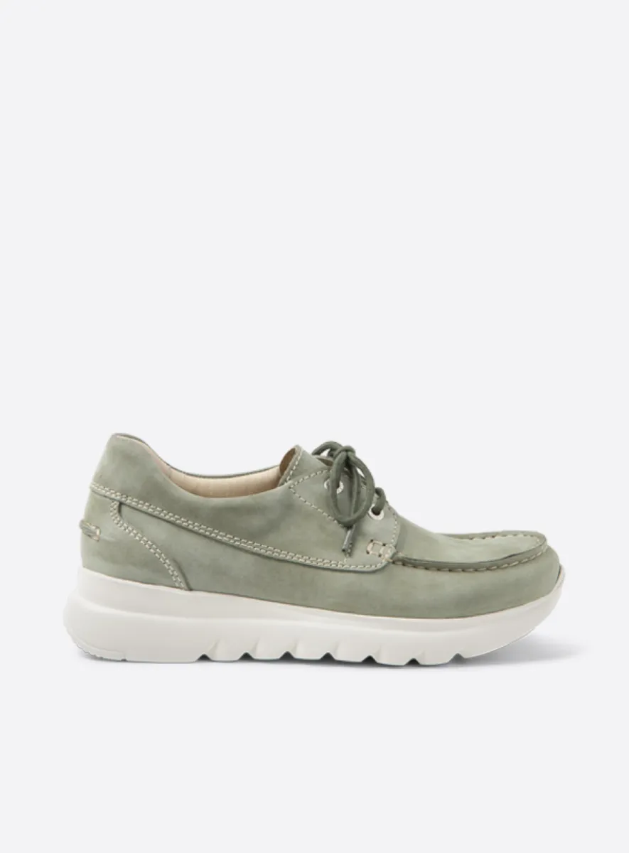 Wolky Boaker - saliegroen effectleer Veterschoenen voor dames