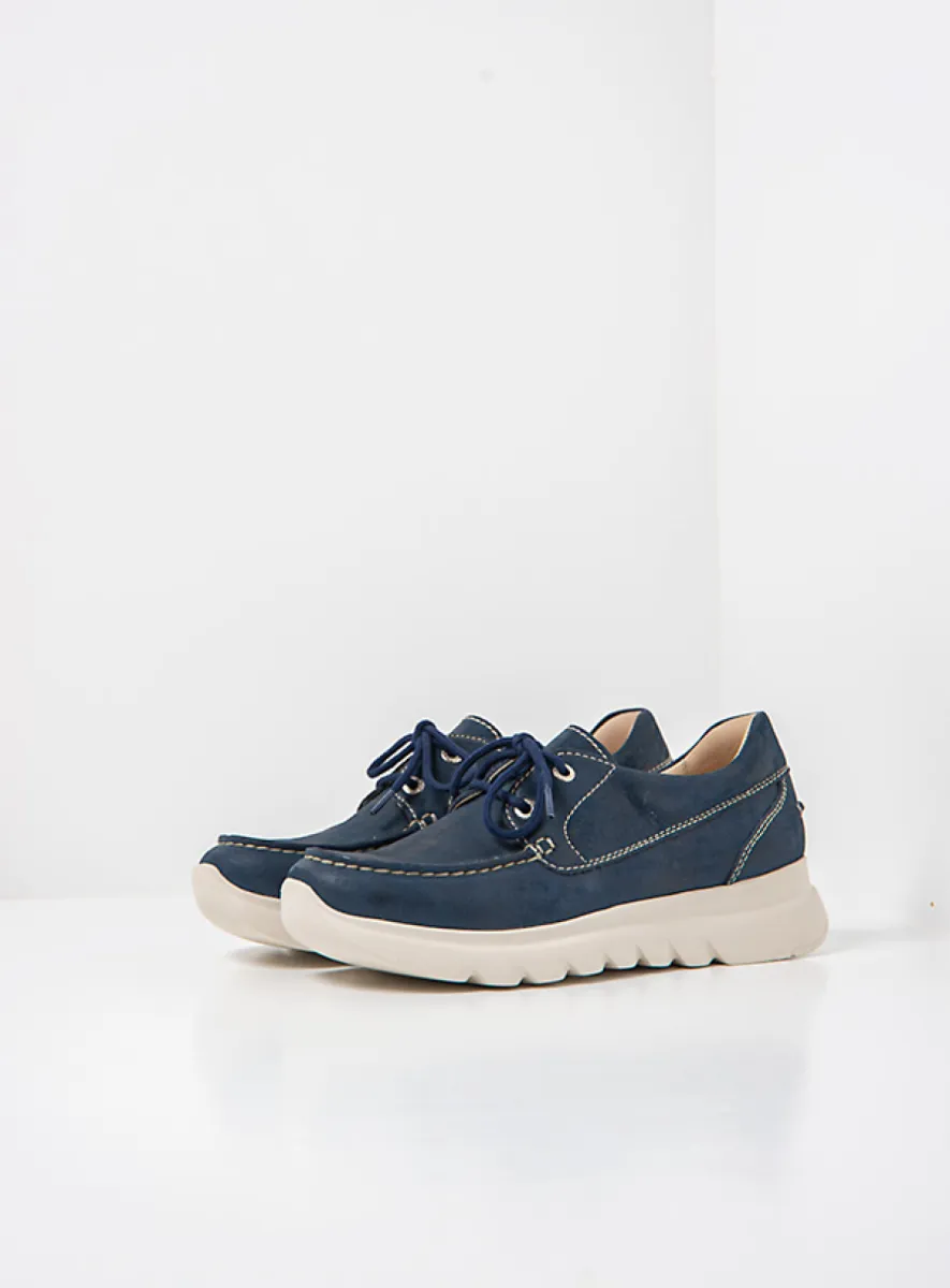 Wolky Boaker - denimblauw effectleer Veterschoenen voor dames