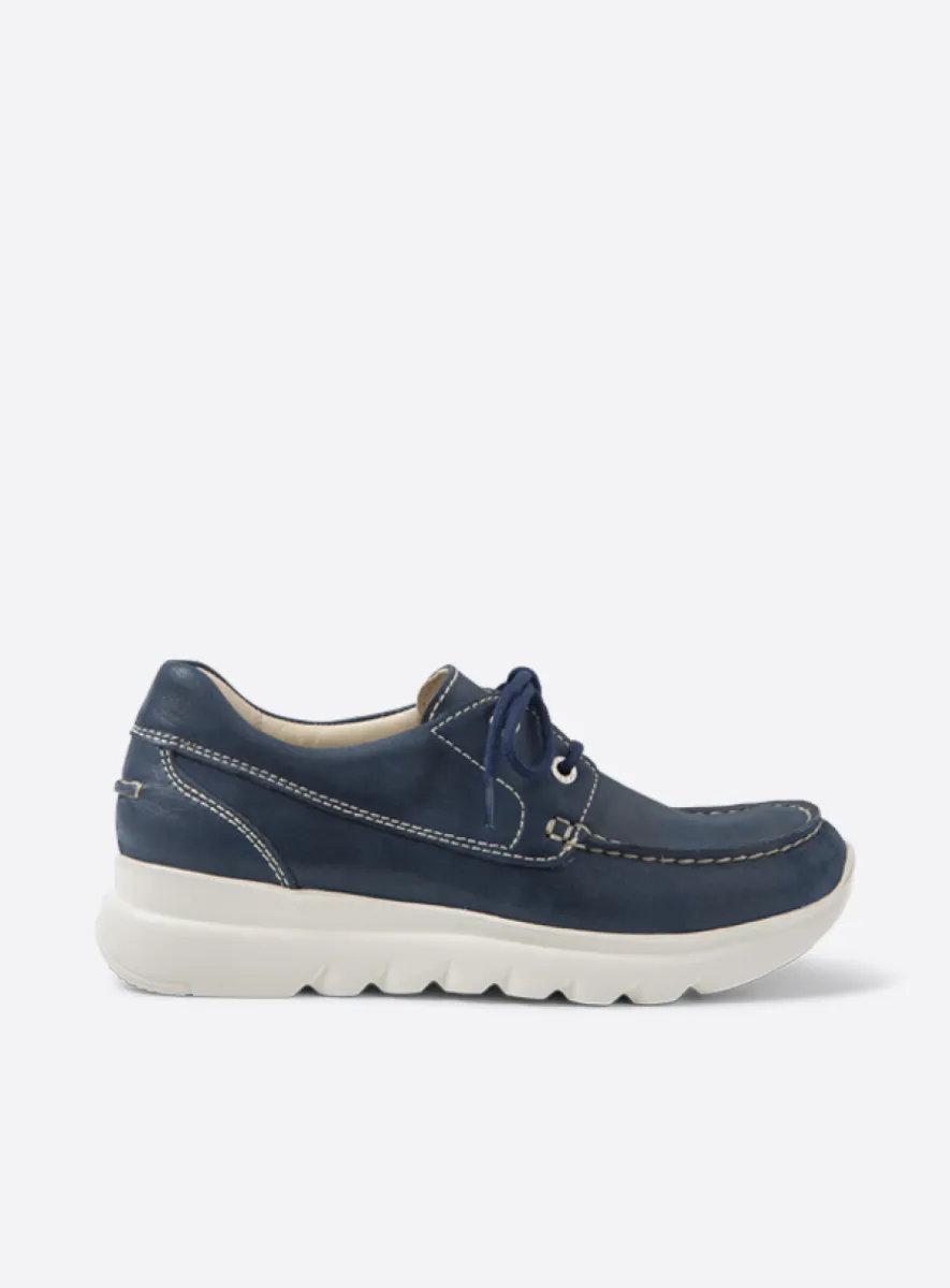 Wolky Boaker - denimblauw effectleer Veterschoenen voor dames