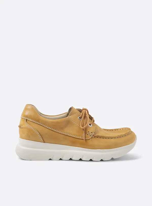 Wolky Boaker - okergeel effectleer Veterschoenen voor dames