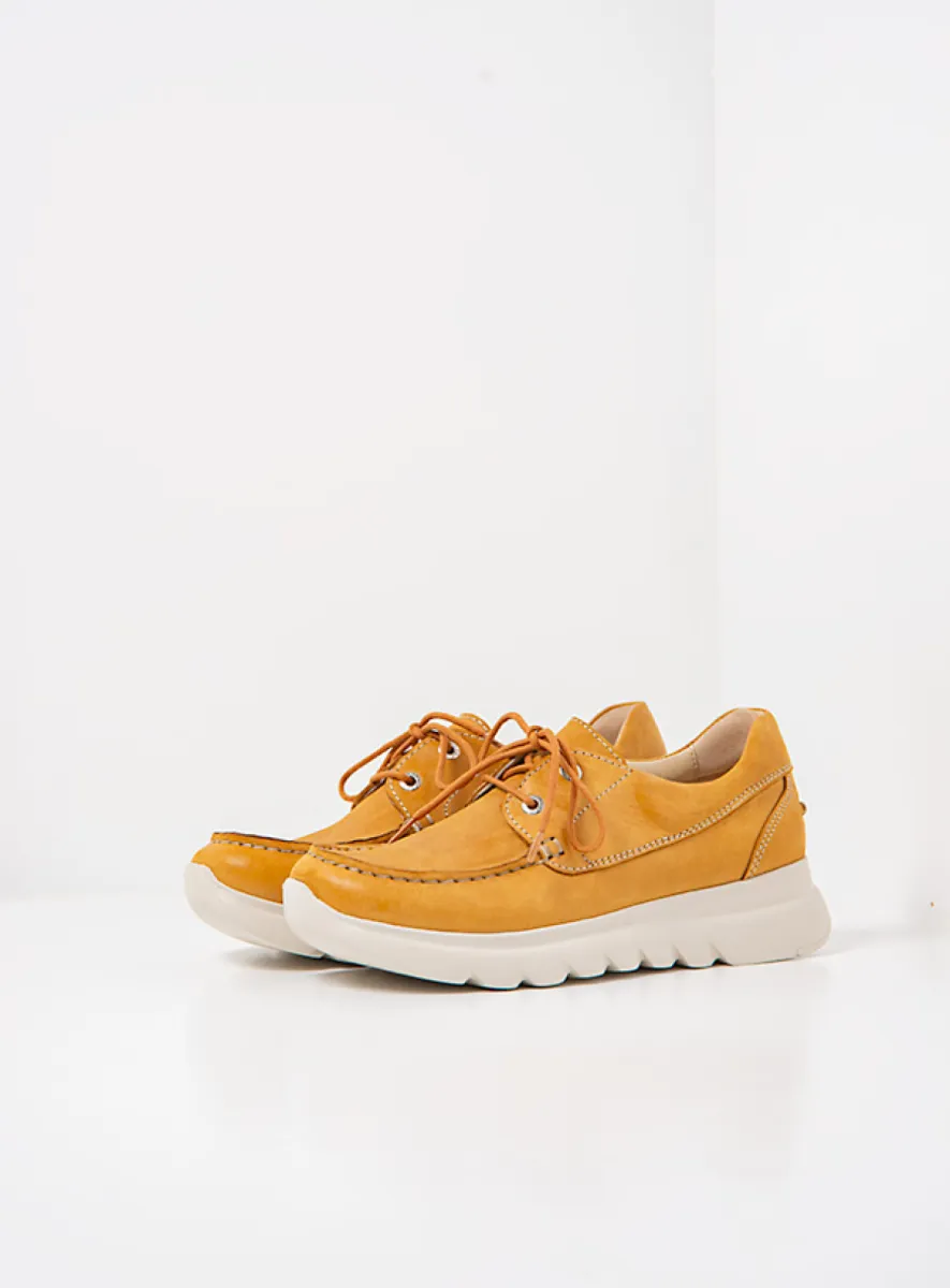 Wolky Boaker - okergeel effectleer Veterschoenen voor dames