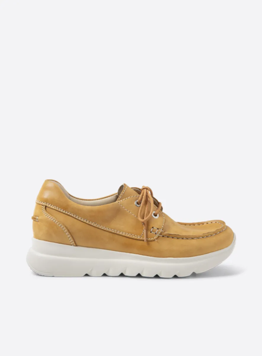 Wolky Boaker - okergeel effectleer Veterschoenen voor dames