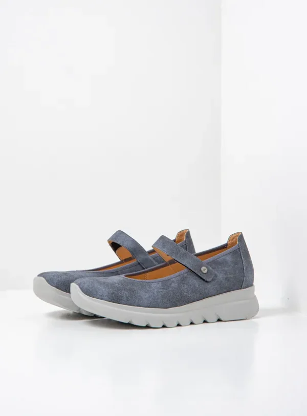 Wolky Snary Jane F2F - jeansblauw vegan biocare Bandschoenen voor dames