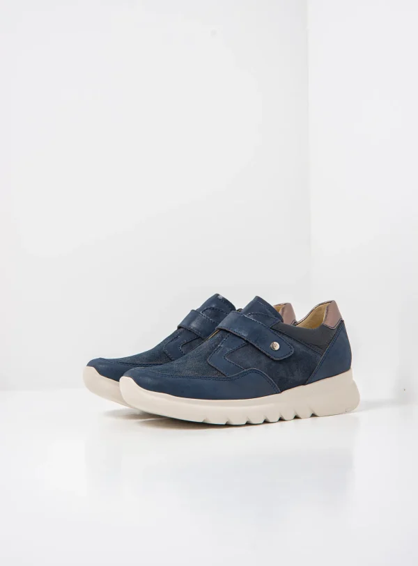 Wolky Snappy S2F - blauw stretch/leer combi Bandschoenen voor dames