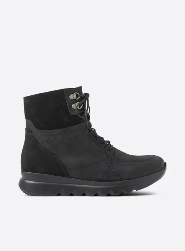 Wolky Grenada HV - zwart nubuck Veterlaarzen voor dames