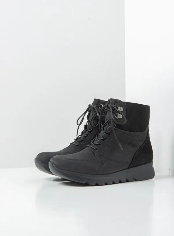 Wolky Grenada HV - zwart nubuck Veterlaarzen voor dames