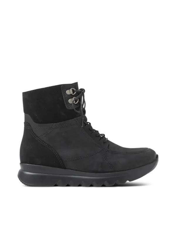 Wolky Grenada HV - zwart nubuck Veterlaarzen voor dames