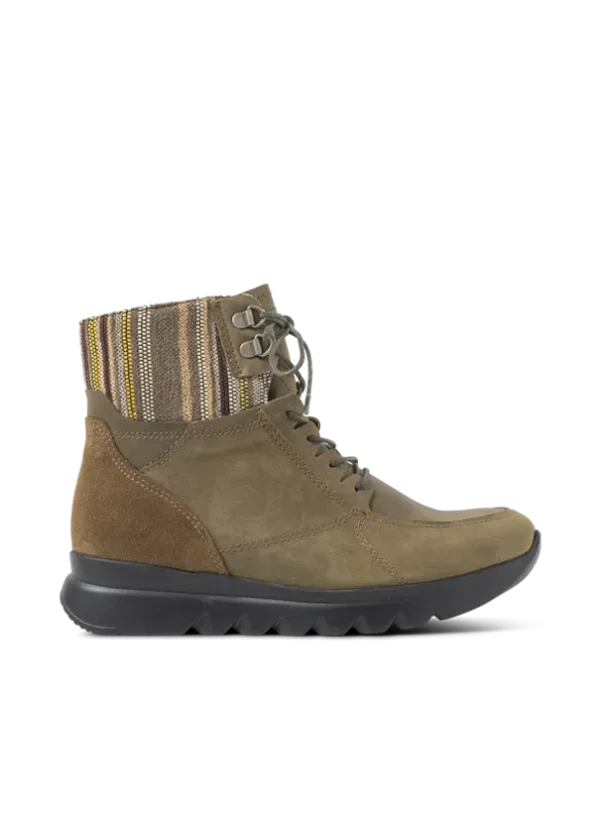 Wolky Grenada HV - olijfgroen nubuck Veterlaarzen voor dames