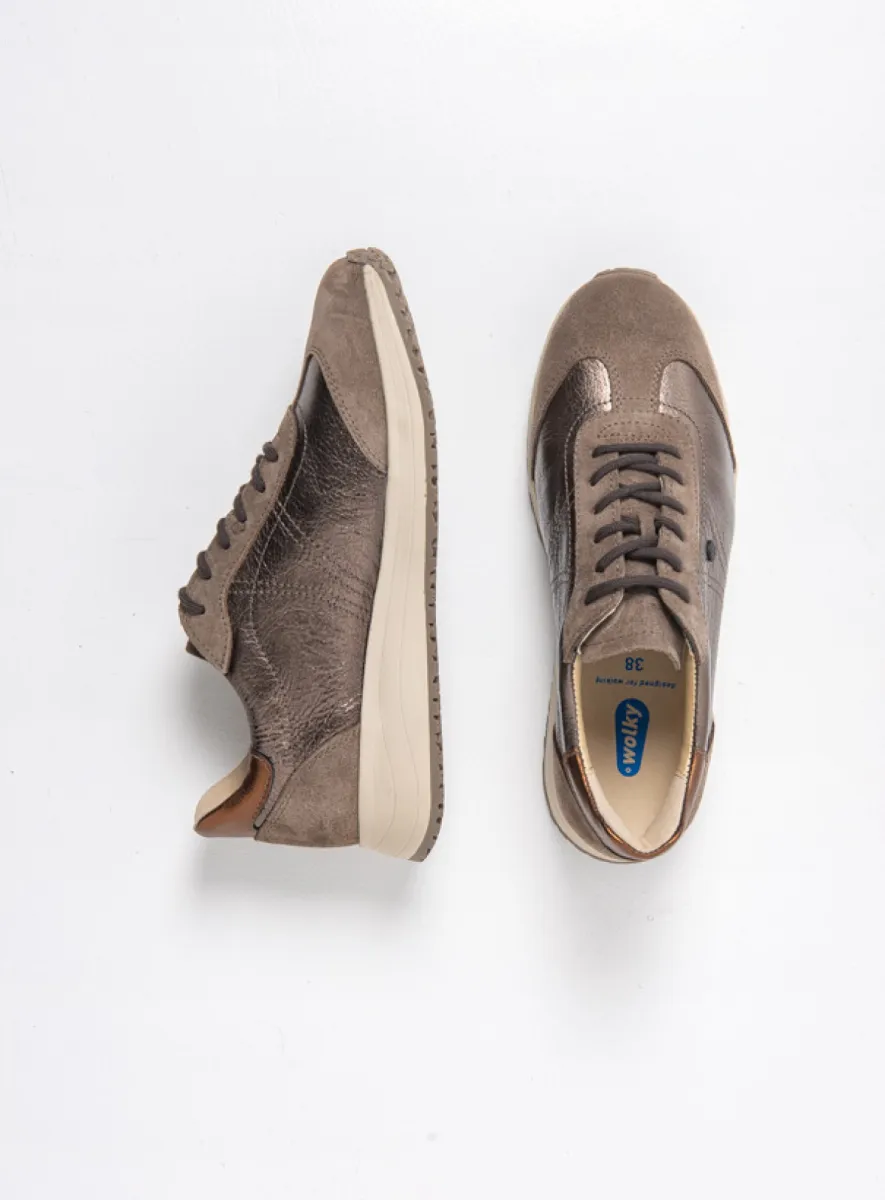 Wolky Lage veterschoenen 02281 Daba 36203 brons effectleer