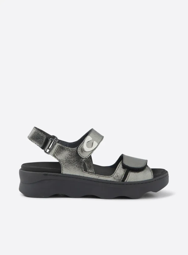 Wolky Medusa - grijs metallic leer Sandalen voor dames