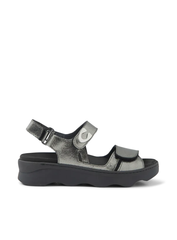 Wolky Medusa - grijs metallic leer Sandalen voor dames