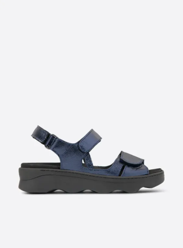 Wolky Medusa - blauw metallic leer Sandalen voor dames