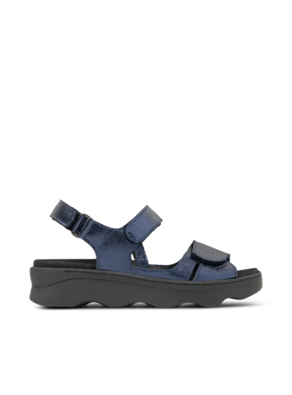 Wolky Medusa - blauw metallic leer Sandalen voor dames