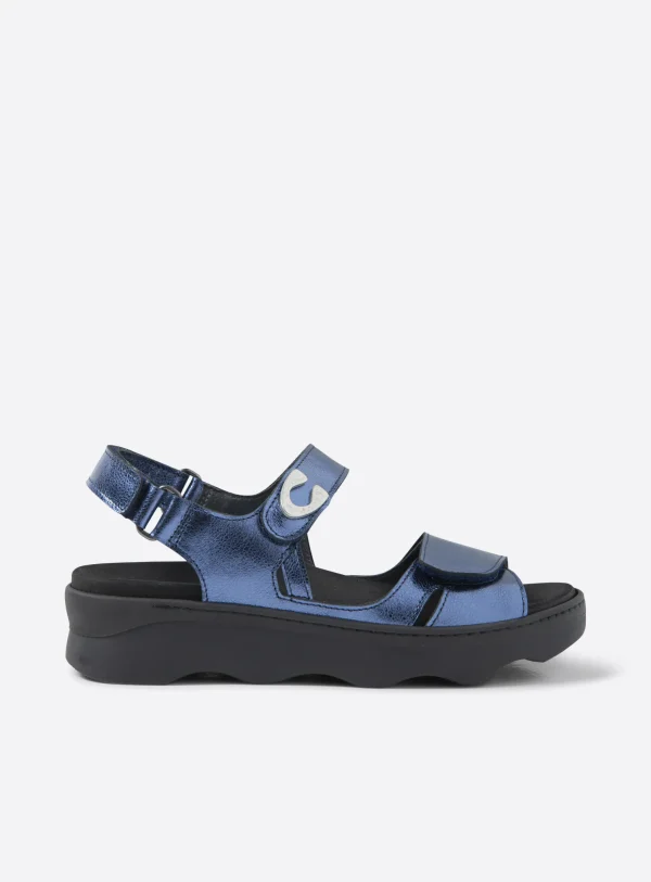 Wolky Medusa - blauw metallic leer Sandalen voor dames