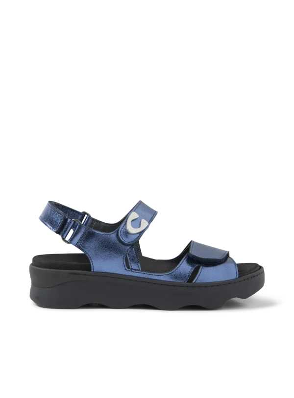 Wolky Medusa - blauw metallic leer Sandalen voor dames