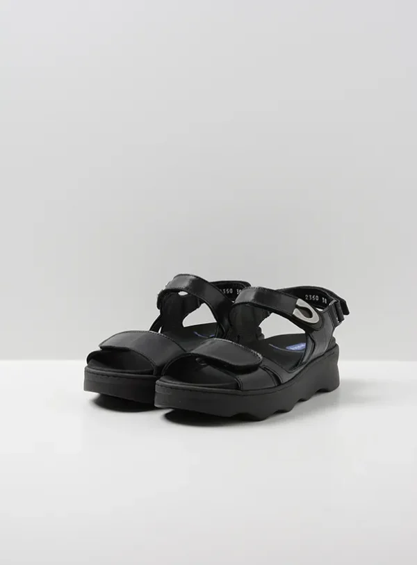 Wolky Medusa - zwart leer Sandalen voor dames