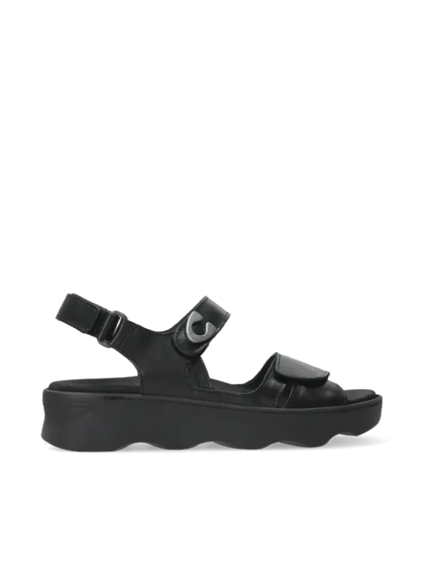 Wolky Medusa - zwart leer Sandalen voor dames
