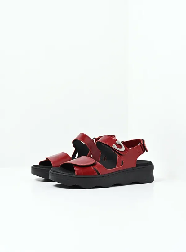 Wolky Medusa - bordeauxrood leer Sandalen voor dames