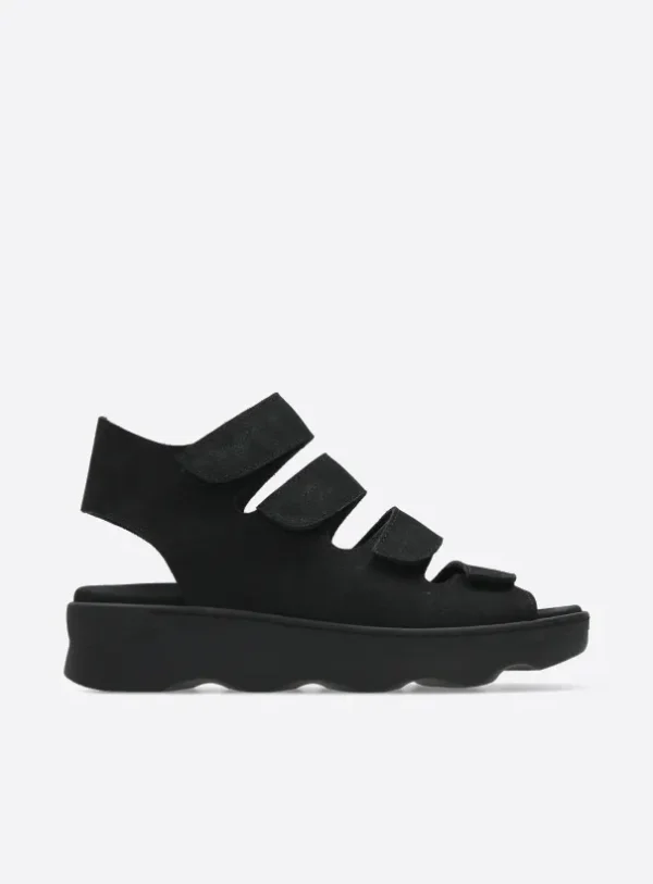 Wolky Oro - zwart nubuck Sandalen voor dames