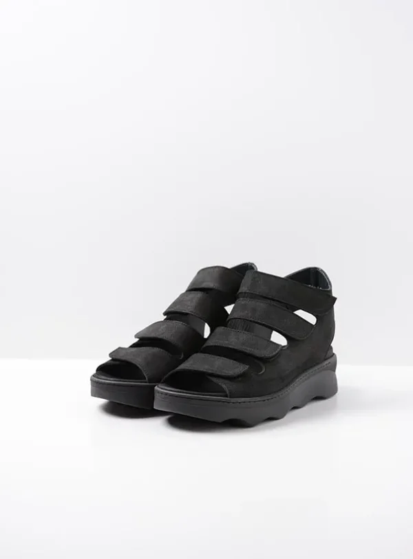 Wolky Oro - zwart nubuck Sandalen voor dames