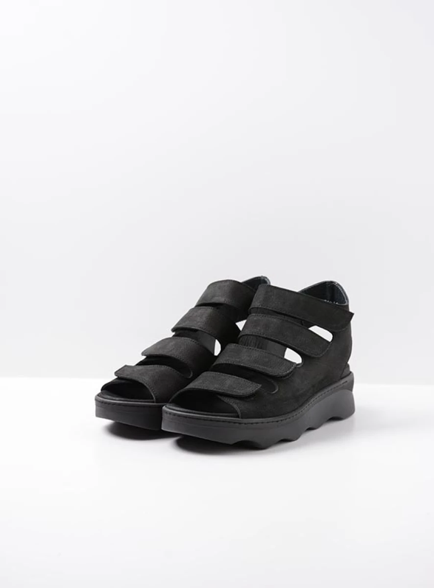 wolky sandalen 02352 oro 11000 zwart nubuck front