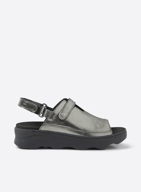 Wolky Laprida S2F - grijs metallic leer Sandalen voor dames
