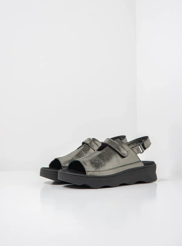 Wolky Laprida S2F - grijs metallic leer Sandalen voor dames