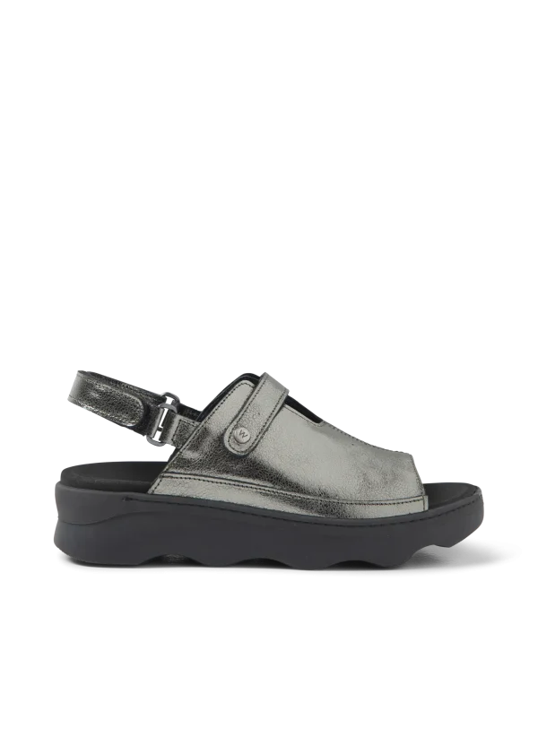 Wolky Laprida S2F - grijs metallic leer Sandalen voor dames