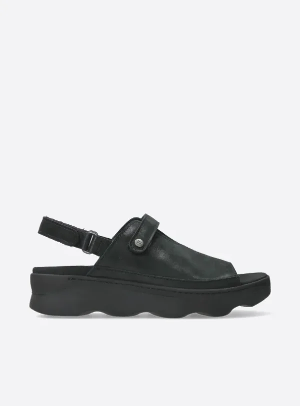 Wolky Laprida S2F - zwart effectleer Sandalen voor dames