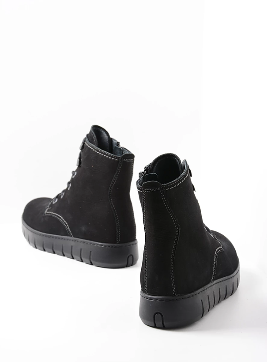 wolky hoge veterschoenen 02377 new wave 10000 zwart nubuck back