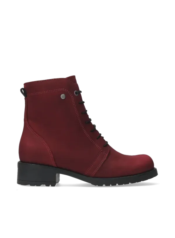 Wolky Quinta - bordeauxrood nubuck Veterlaarzen voor dames