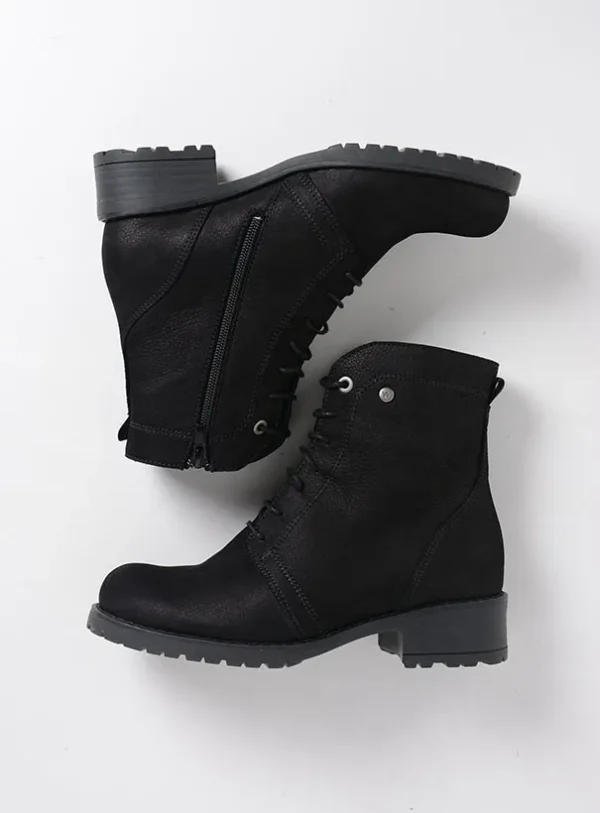 Wolky Quinta - zwart nubuck Veterlaarzen voor dames