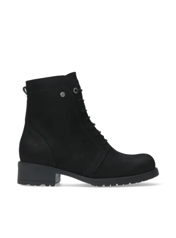 Wolky Quinta - zwart nubuck Veterlaarzen voor dames